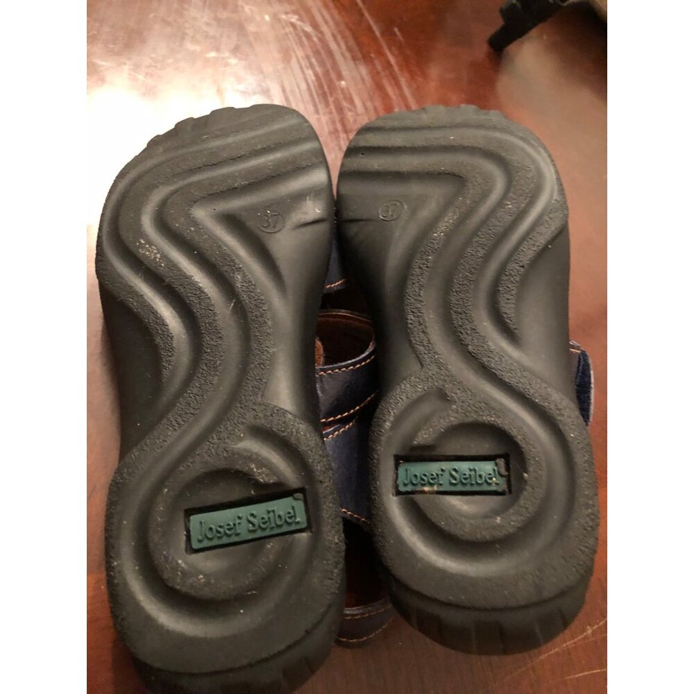 Josef Seibel Navy Leather Sandals With Adjustable Straps & Stitch no Detail Size - Picture 7 of 11